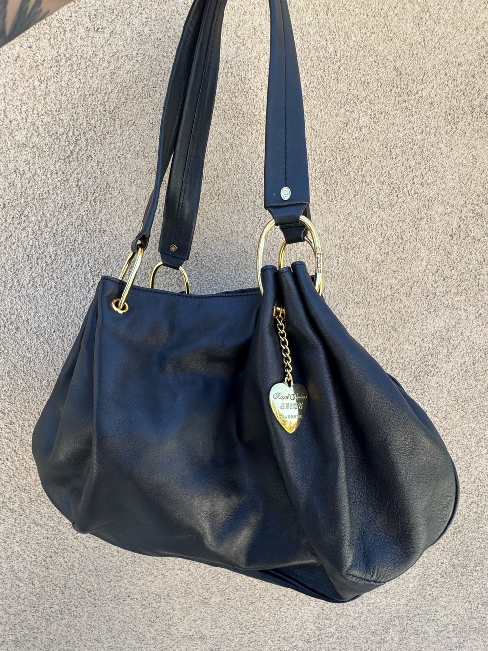 2006 Juicy Couture Genuine Leather black slouch hobo bag